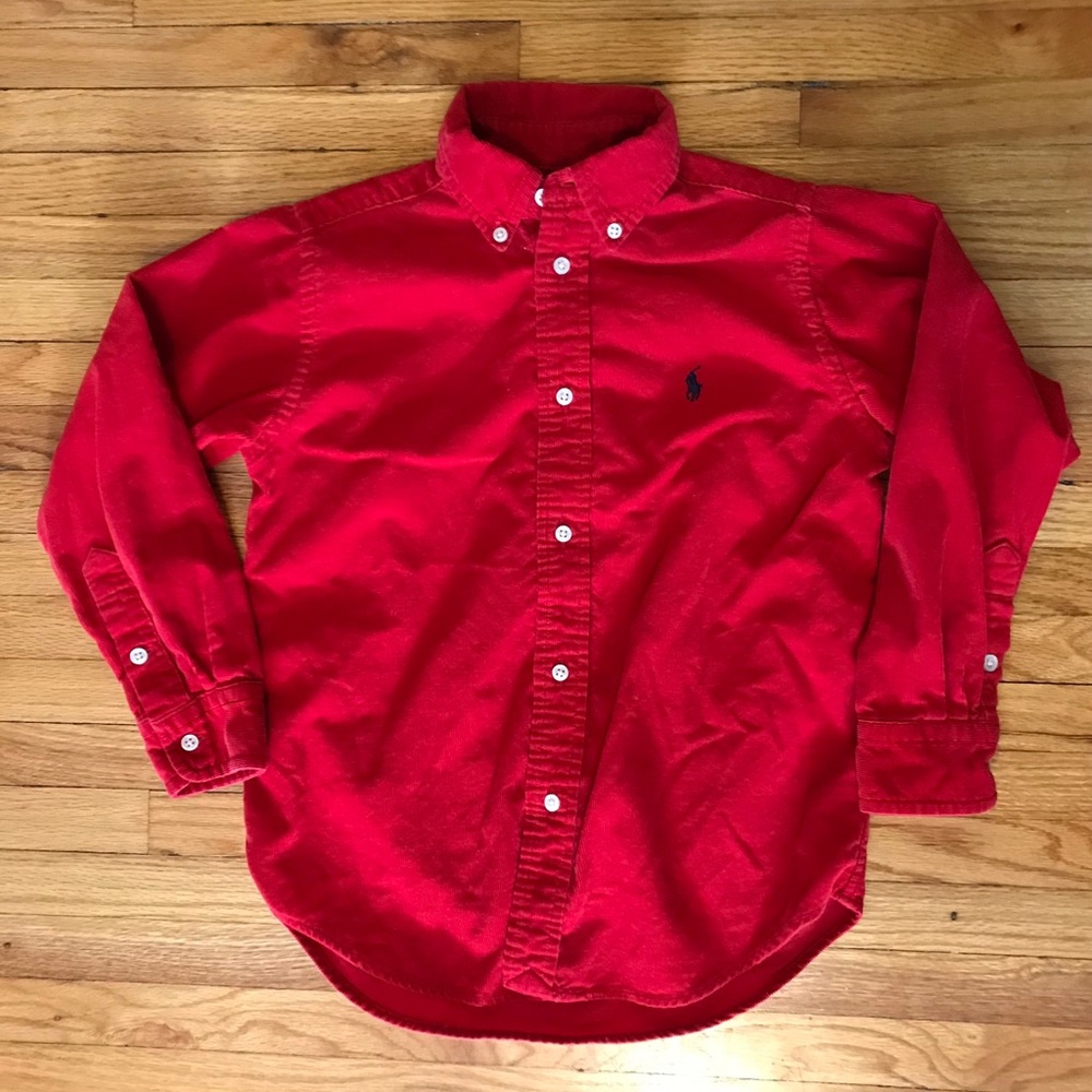 Boys Vintage Ralph Lauren Red Button Down Shirt 6